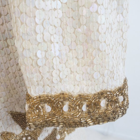 Vintage 10 Silk Versace-Style Sequin Dress White - Picture 8 of 12